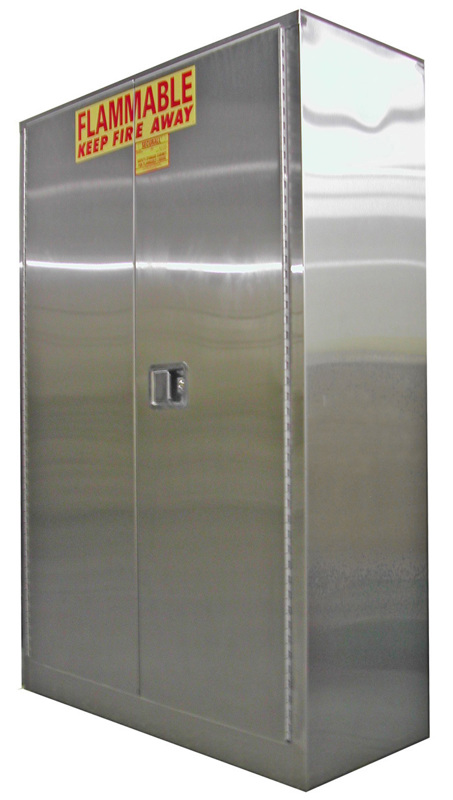 A145SS 45 Gallon Stainless Steel Flammable Cabinet Self Latch