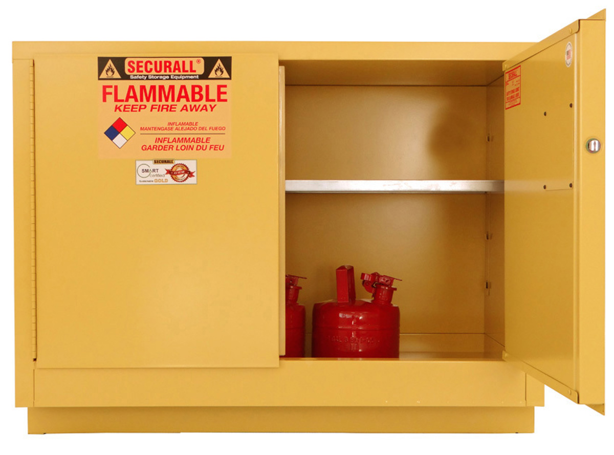 Undercounter Flammable Storage Cabinet - Manual Doors, 22 Gallon